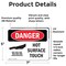 Signmission Hot Surface Sign, 5 in H x 7 in W, Vinyl Decal, Hot Surface Do Not Touch OS-2PACK-DS-D-57-L-1363 - alternate 2